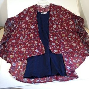 Wallflower 2 Piece Dress Set Women's Dress and Sheer Floral Shawl Set Size XS